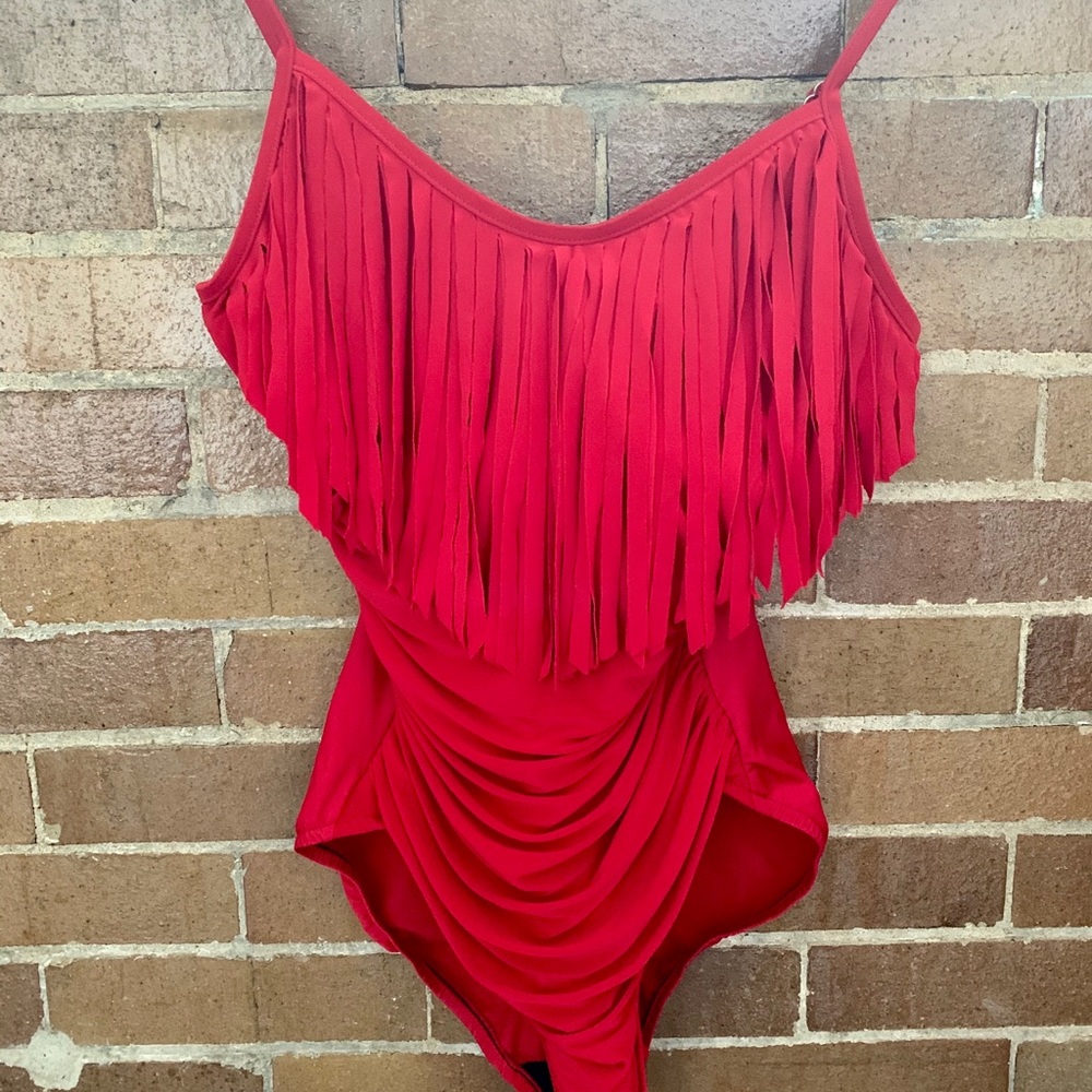 Magicsuit Rouge Red Fringe One Piece Swimsuit